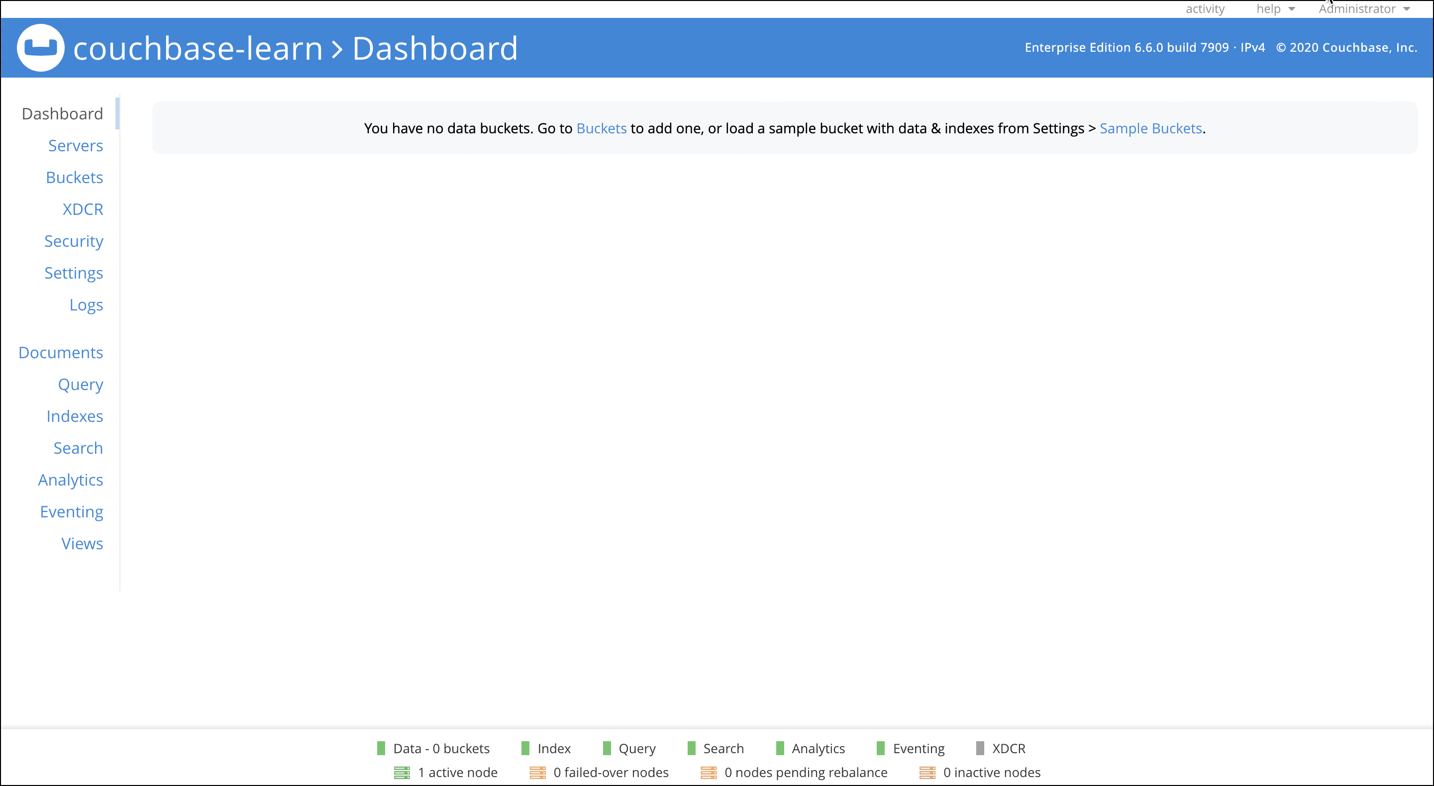 Couchbase dashboard